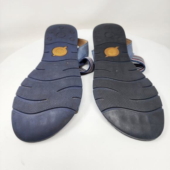 Born Parson Flat Sandals Women 10M Blue Leather Striped Elastic Comfort Shoes - Picture 14 of 15